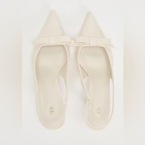 BOW TRIM SATIN EFFECT HEELED SHOES